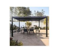 CONCEPT USINE | Pergola Bioclimatique Aluminium 4x3 m Naxos Gris Anthracite | Lames Orientables en Aluminium | 12m² | Résistante et Design | Toit Ajustable par Manivelle | Idéal Terrasse Jardin