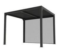 Habrita - Pergola bioclimatique en aluminium + rideau manuel - 7,20 m2 - toit en lames mobiles - gris anthracite