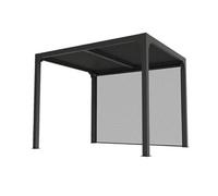 Habrita - Pergola bioclimatique en aluminium + rideau manuel - 7,20 m2 - toit en lames mobiles - gris anthracite