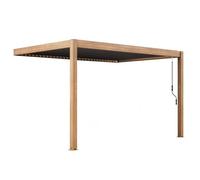 Pergola bioclimatique adossée 3x4m en aluminium bois gris - Oviala