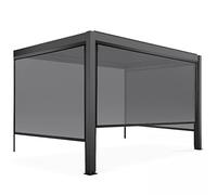 Pergola bioclimatique adossée Gris 3x4m et 3 Stores