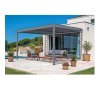 Pergola Bioclimatique adossée - Cazeboo - PIANA - 4x3m - Aluminium - Gris anthracite - Lames orientables acier