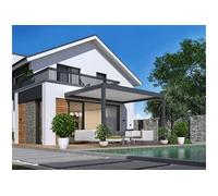 Pergola bioclimatique adossée Zéphir motorisée aluminium/lames - grey - 3 x 4 m