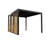 Habrita Pergola bioclimatique 10,8 m² paroi orientable effet bois - 1 côté 3,60m - PER 36VB30 BI
