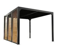 Habrita Pergola bioclimatique 10,8 m² paroi orientable effet bois - 1 côté 3,60m - PER 36VB30 BI