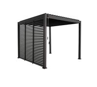 Pergola bioclimatique aluminium 3x3 m V2 lames orientables + 3 persiennes TRIOMPHE anthracite