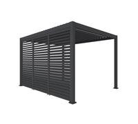 Pergola bioclimatique aluminium 4x3m anthracite + 3 persiennes 130cm à lames orientables Triomphe