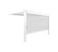 Pergola bioclimatique aluminium adossée 4x3m + 1 store 4m blanc Triomphe