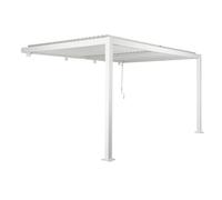 Pergola bioclimatique aluminium adossée lames orientables 4x3m blanc Palace