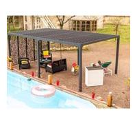 Pergola bioclimatique aluminium autoportante gris anthracite 5,98 x 2,35 m