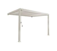 Pergola bioclimatique aluminium beige adossée lames orientables 4x3m Triomphe