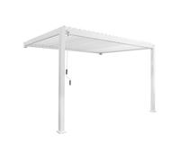 Pergola bioclimatique aluminium blanc adossée lames orientables 4x3m Triomphe
