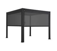 Pergola bioclimatique aluminium Triomphe 3x3 m lames orientables avec 2 stores en aluminium et textilène anthracite