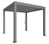Pergola bioclimatique autoportante 3 x 3 acier gris lames orientables argent Biohort