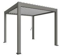 Pergola bioclimatique autoportante 3 x 3 acier gris lames orientables blanches Biohort