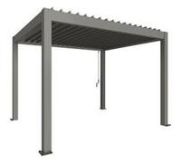 Pergola bioclimatique autoportante 4 x 3 cm manuelle acier gris lames orientable grises Biohort