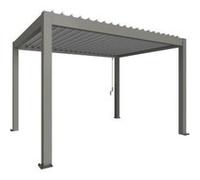 Pergola bioclimatique autoportante 5 x 3 acier gris lames orientables argent Biohort