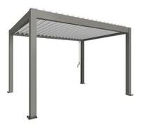 Pergola bioclimatique autoportante 5 x 3 acier gris lames orientables blanches Biohort