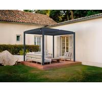 Pergola bioclimatique autoportante - Cazeboo - PIANA - 3x2m - Gris anthracite - Aluminium - Lames orientables acier