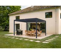Pergola bioclimatique autoportante - Cazeboo - PIANA - 4x3m - Gris anthracite - Aluminium - Lames orientables acier