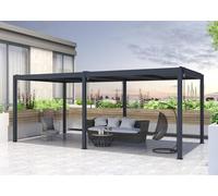 Pergola bioclimatique autoportante - Cazeboo - SANTA - 6x3m - Gris anthracite - Aluminium - Lames orientables acier