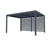Pergola bioclimatique autoportante électrique anthracite en aluminium avec lames orientables et claustra 3,68 m - 12 m² - AMADORA