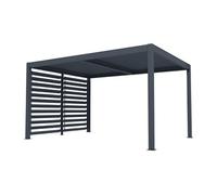 Pergola bioclimatique autoportante électrique anthracite en aluminium avec lames orientables et claustra 2,78 m - 12 m² - AMADORA