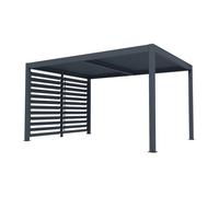 Pergola bioclimatique autoportante électrique anthracite en aluminium avec lames orientables et claustra 2,78 m - 12 m² - AMADORA