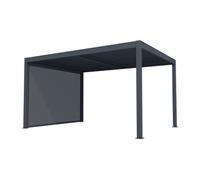 Pergola bioclimatique autoportante électrique anthracite en aluminium avec lames orientables et rideau rétractable 2,78 m - 12 m² - AMADORA