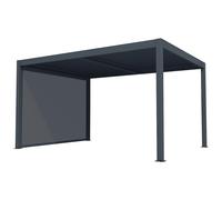 Pergola bioclimatique autoportante électrique anthracite en aluminium avec lames orientables et rideau rétractable 2,78 m - 12 m² - AMADORA