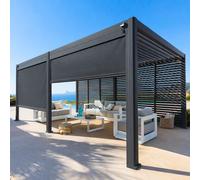 Pergola bioclimatique autoportante EVORA Graphite 6 x 3 m - Structure et lames doubles en aluminium Hespéride