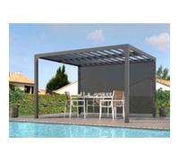 Pergola bioclimatique Habrita PER36R30BI en alu 10,80m2 ouverture manuelle avec rideau man