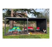 Habrita Pergola bioclimatique aluminium XXL 360x598 cm per36r60bi 21,52 m2 avec rideau gris clair