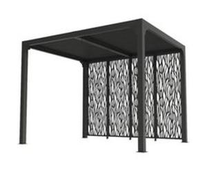 Pergola bioclimatique autoportante manuelle aluminium Habrita PER3630MBI gris 2,40 x 3 m avec 1 côté moucharabieh 4 gris