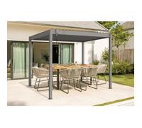 Pergola bioclimatique autoportante PIANA Cazeboo aluminium 3x2 m taupe lames orientables acier