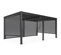 Pergola bioclimatique autoportée 3 x 6 m et 4 stores gris - Oviala