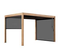 Pergola bioclimatique autoportée 3x4m et 2 stores bois gris ( 2 stores 2,66 x 2,40 m)