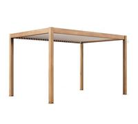 Pergola bioclimatique autoportée et motorisée éclairée 3x4m bois blanc