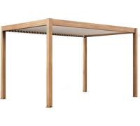 Pergola bioclimatique autoportée et motorisée éclairée 3x4m bois blanc - Oviala Kavala