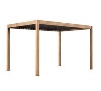 Pergola bioclimatique autoportée et motorisée éclairée 3x4m bois gris