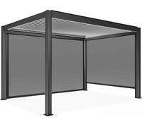 Pergola bioclimatique autoportée motorisée éclairée 3x4m et 2 stores - Oviala Kavala