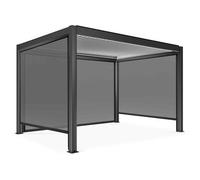 Pergola bioclimatique autoportée motorisée éclairée 3x4m et 3 stores - Oviala