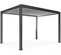 Pergola bioclimatique autoportée motorisée et éclairée 3 x4 x2,5m gris - Oviala Kavala