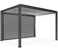 Pergola bioclimatique autoportée motorisée et éclairée 3x4m et 1 store - Oviala Kavala