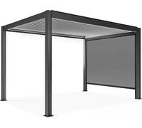 Pergola bioclimatique autoportée motorisée et éclairée 3x4m et 1 store - Oviala Kavala