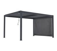 Pergola bioclimatique avec led et store en aluminium ""Windsor premium"" - 3 x 4 m - Gris