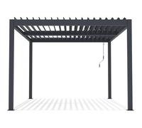 Pergola bioclimatique avec led ""Windsor premium"" en aluminium 3 x 4 - Gris