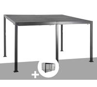 Pergola Bioclimatique Avila 4 X 3 M Graphite En Aluminium + 6 Moustiquaires - Hespéride Multicolore