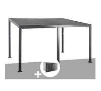 Pergola Bioclimatique Avila 4 X 3 M Graphite En Aluminium + 6 Rideaux - Hespéride Multicolore