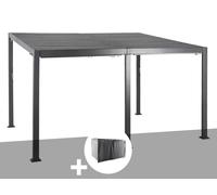 Pergola Bioclimatique Avila 4 X 3 M Graphite En Aluminium + 6 Rideaux - Hespéride Multicolore
